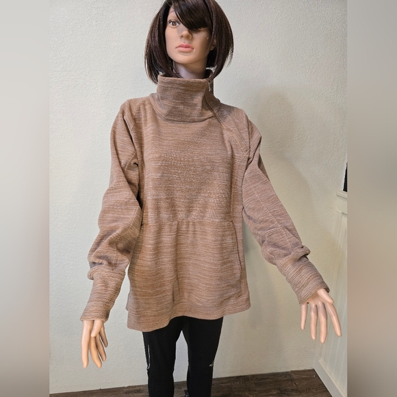 AVALANCHE  Women's  Xl Brown Fleece Jacket Diagonal Neck Zipper Whit Pockets - Picture 9 of 13